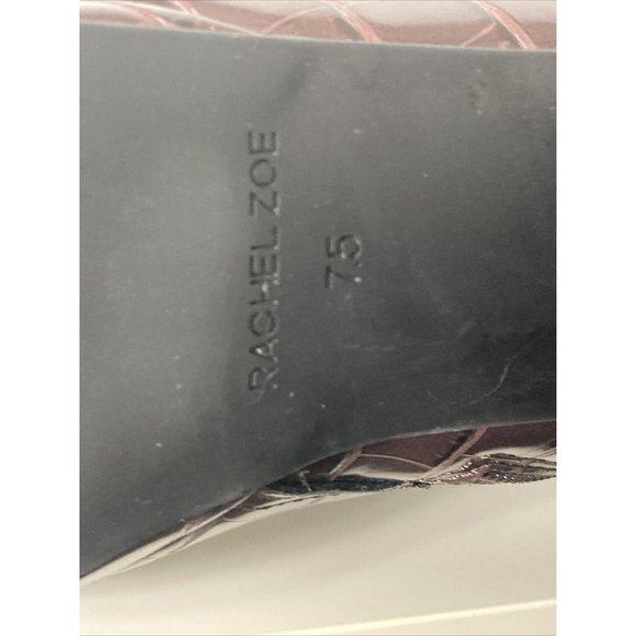 Rachel Zoe Size 7.5 M Mahogany Brown Croc Embossed MAYA Ankle Boot Platform Heel - Picture 13 of 16